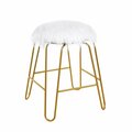 Carolina Chair & Table Carolina Chair  18 in. Morrissey Vanity Chair, White Faux Fur & Gold PT5002-18WFRGLD